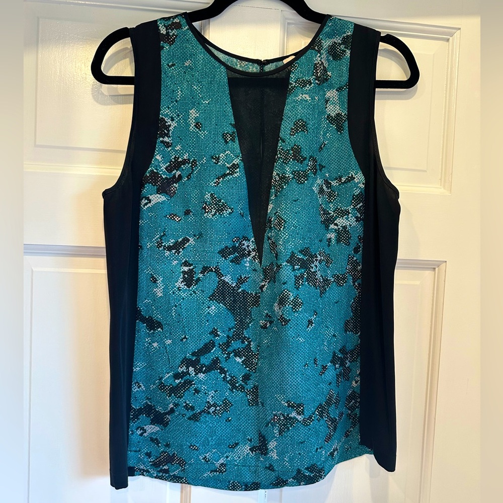 Black / Green Sheer Snake Silk Tank